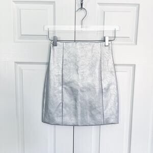Ronny Kobo Rena Silver Metallic High-Waist Mini Skirt